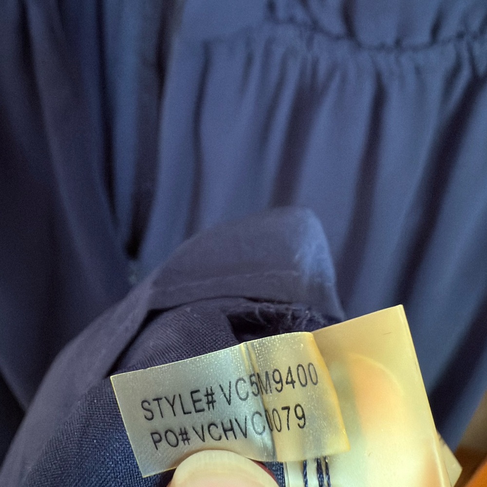 Vince Camuto Navy Blouson Halter Gold Choker Wedding Guest Jumpsuit 4 - Picture 11 of 13